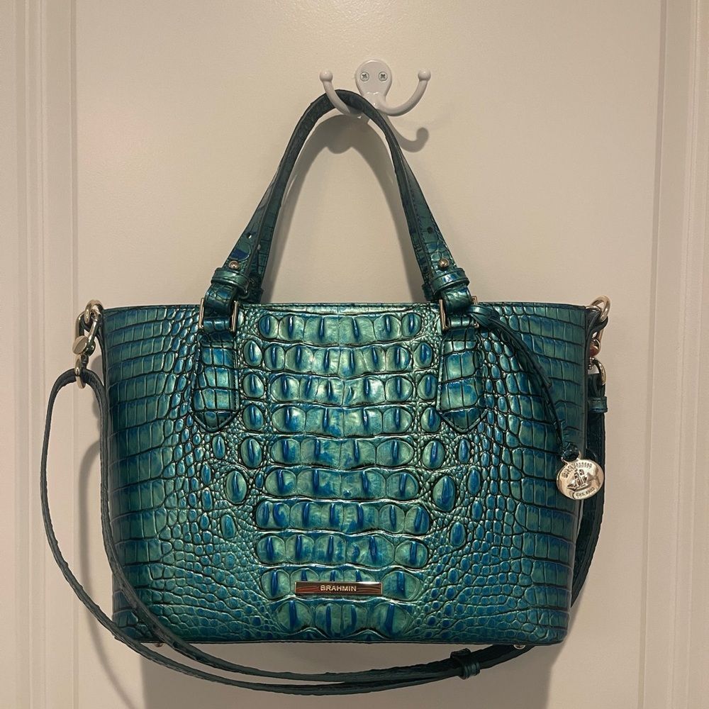 Brahmin Teal Crocodile Embossed Leather purse